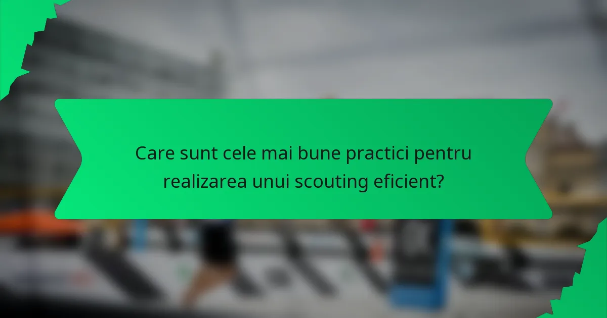 Care sunt cele mai bune practici pentru realizarea unui scouting eficient?
