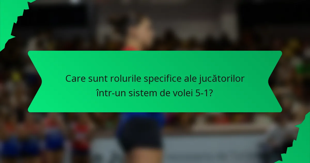 Care sunt rolurile specifice ale jucătorilor într-un sistem de volei 5-1?
