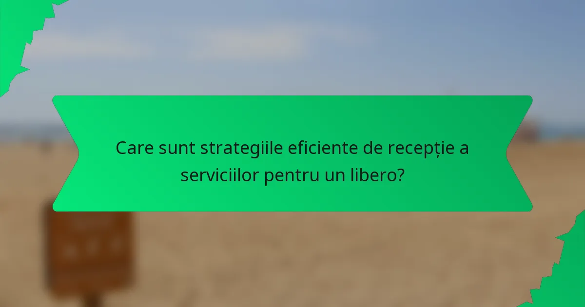 Care sunt strategiile eficiente de recepție a serviciilor pentru un libero?