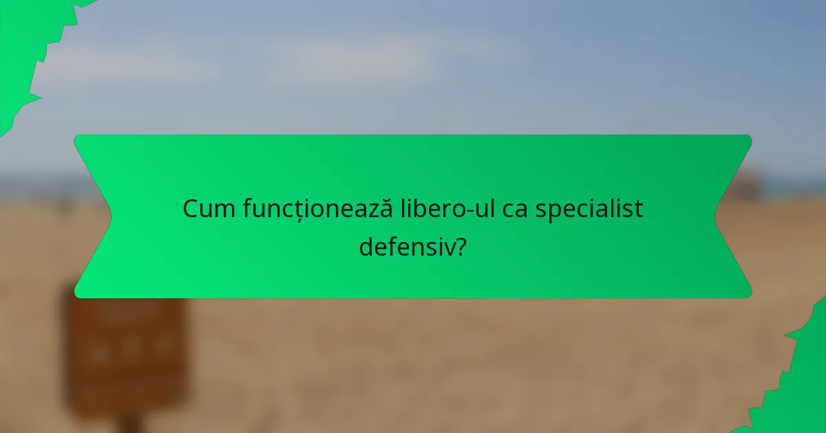 Cum funcționează libero-ul ca specialist defensiv?
